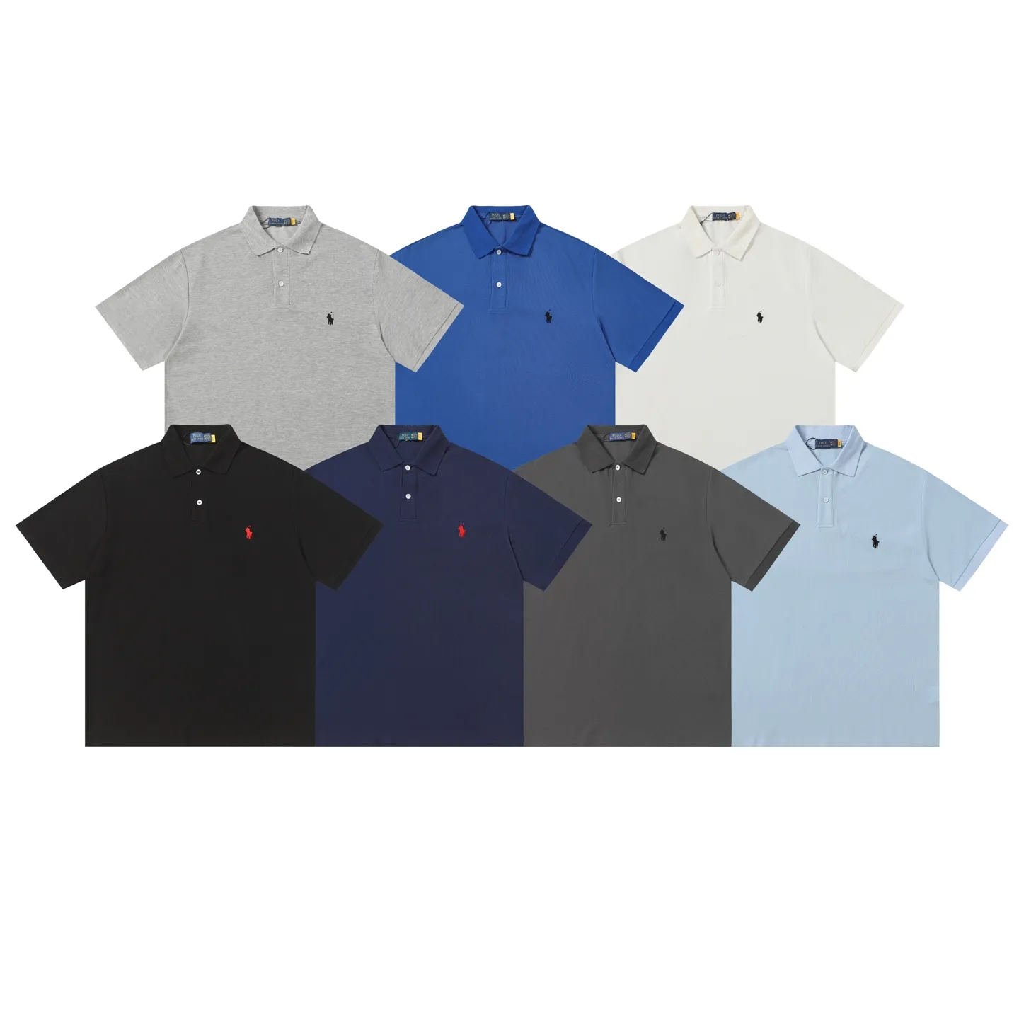 P146 Style No.: A013 [Ralph Lauren Classic Logo Embroidered Polo Shirt] ✅250g fine cotton pique fabric, custom-woven and dyed threads ✅Original stickers Scan the QR code to enter the official website ✅Large version, loose and stylish, can wear up to 210 pounds Color: Black White Navy Blue Sky Blue Dark Gray Floral Gray Size: S-XL